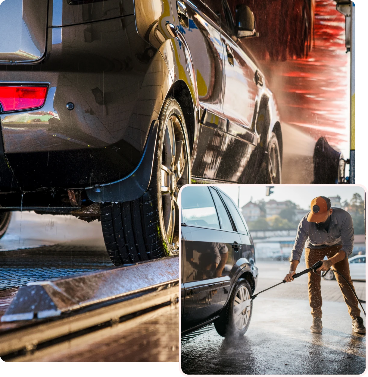 Car going through automated wash