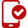 Red phone icon with check mark